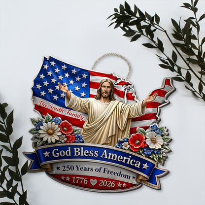 Personalized God Bless America Wooden Sign | USA 250th Anniversary Wall Decor 684497