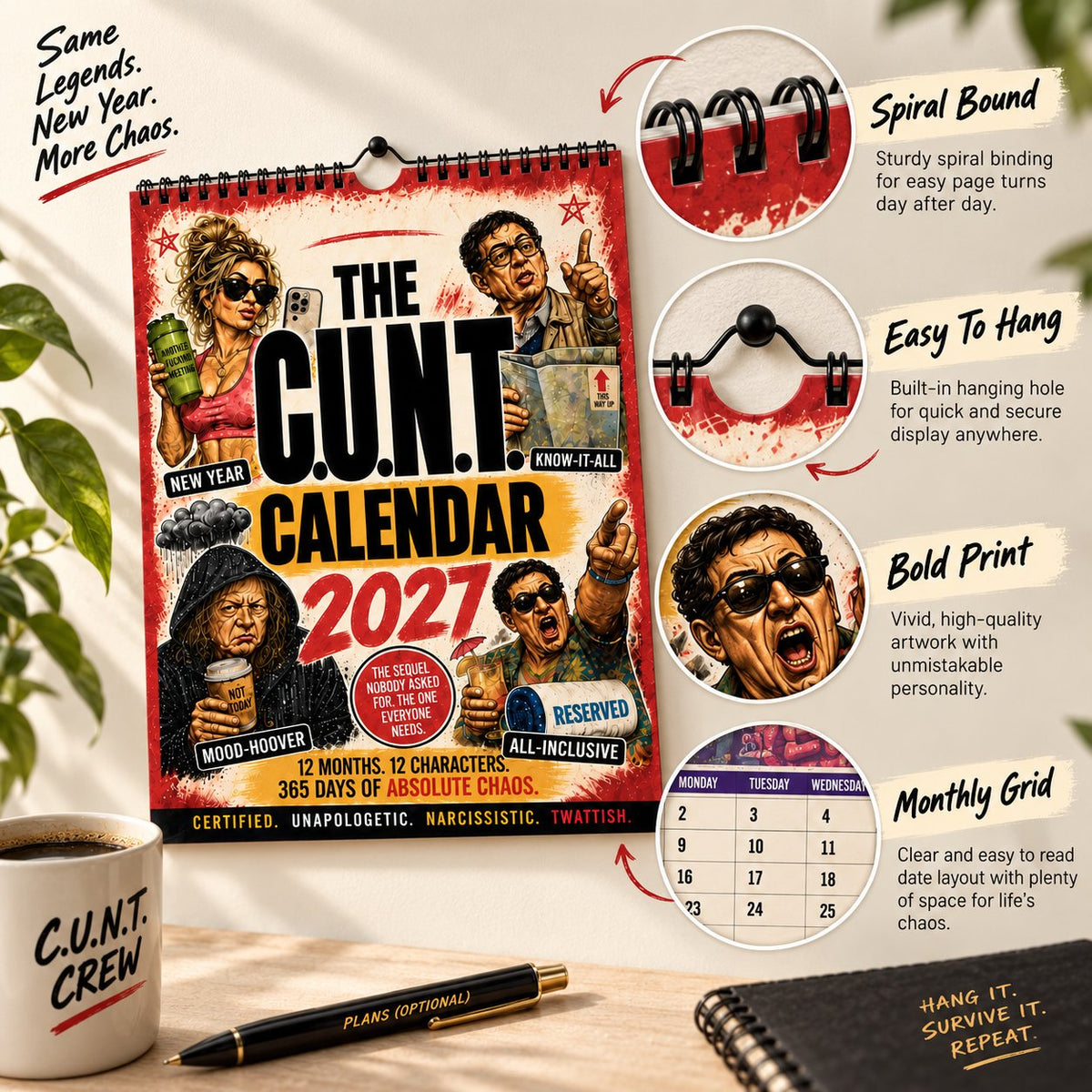 2027 C.U.N.T. Calendar 2.0 - The Calendar That Finally Has A Personality 😈