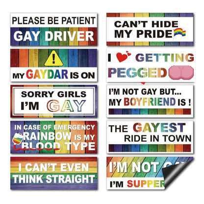 🌈Funny Gay Pride Rainbow Magnet Bumper Sticker Set