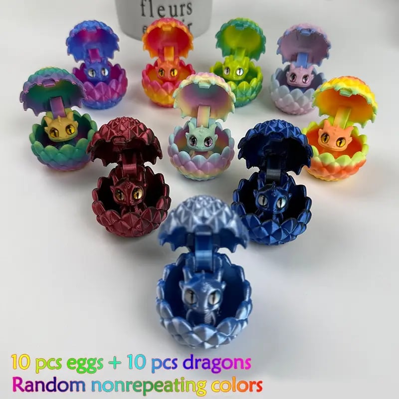 ✨🐉Your Favorite Sky Companions: 10-Piece Random Colors Mini Dragon Egg Set(Includes 10 Eggs & 10 Mini Dragons)