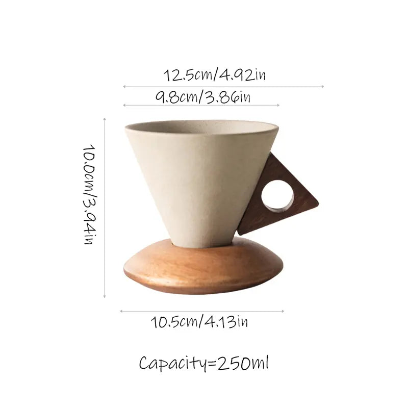 Wabisabi Conical 8.45 oz/245 ml Coffee Cup, Beverage Drinkware with Handle Porcelain Mug for Coffee & Tea