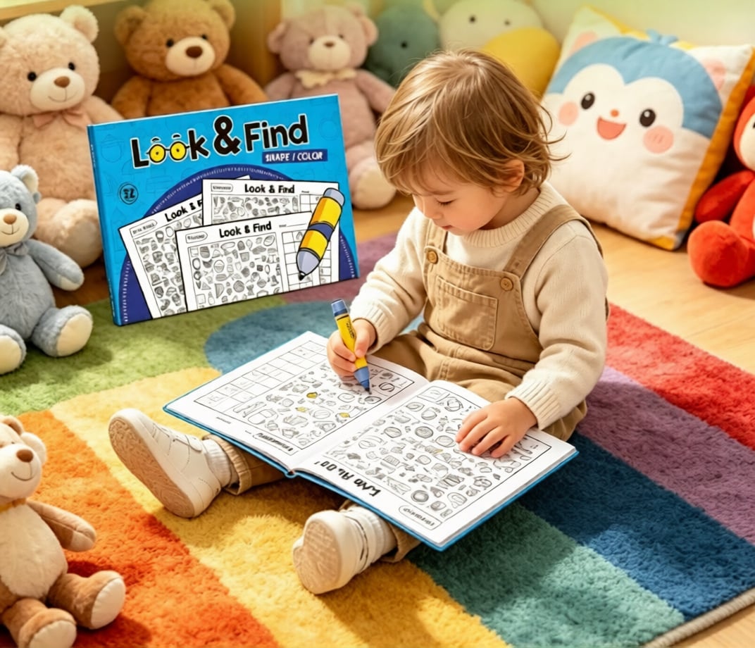✍️🧠Interactive Look & Find Coloring Book - ✨Ages 3+, 1000+ Pictures, Preschool Learning & Family Fun