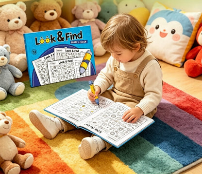 ✍️🧠Interactive Look & Find Coloring Book - ✨Ages 3+, 1000+ Pictures, Preschool Learning & Family Fun