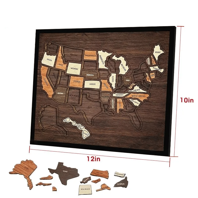 ❤️Wooden USA Travel Map Puzzle🧩A Stylish Way to Track Your Journey & Memories