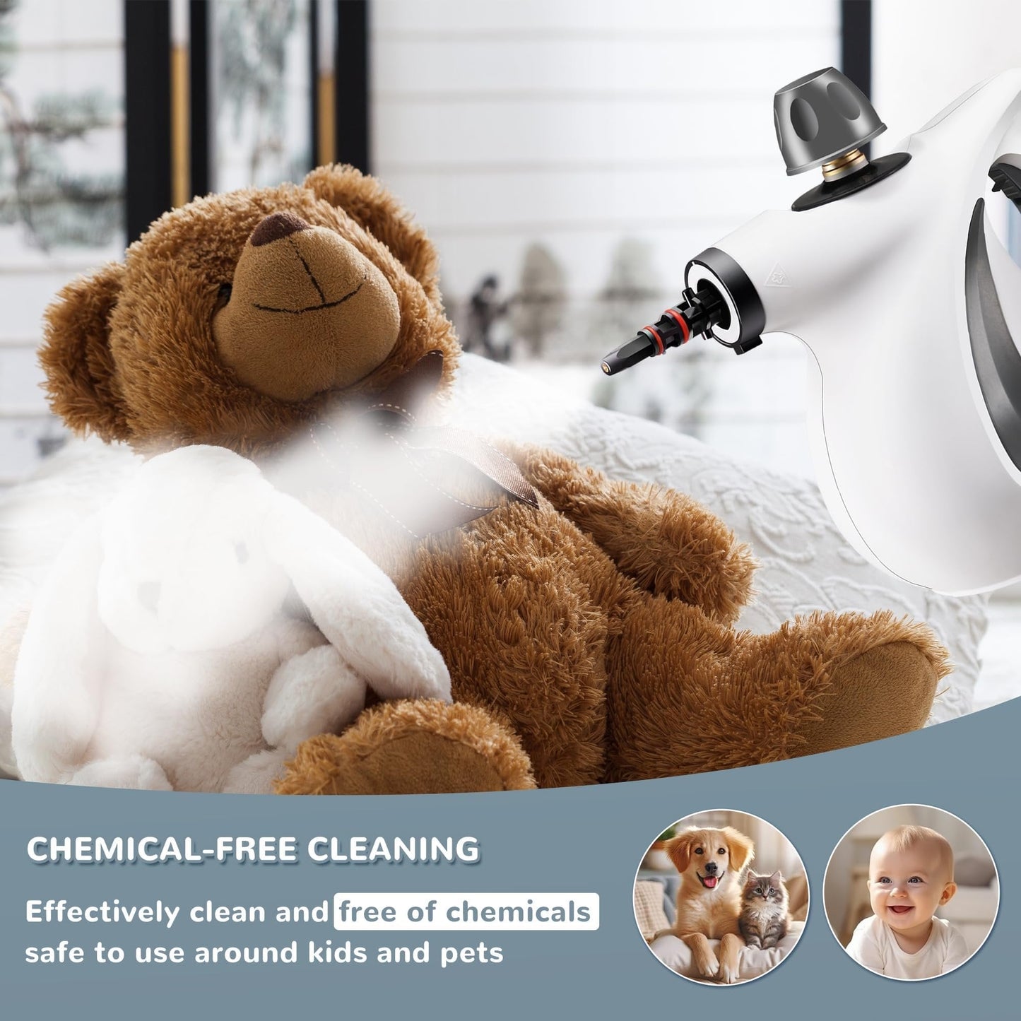 Handheld Pressurized Steam Cleaner | 11-Piece Accessory Set for Home & Car Deep Cleaning