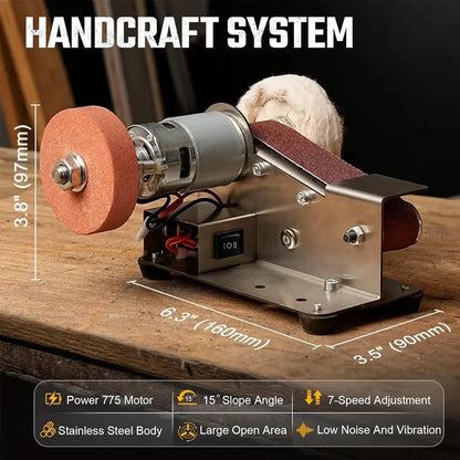 3-in-1 Mini Belt Sander Kit 🛠️ | 7-Speed Adjustable Desktop Polisher for Metal & Wood ✨
