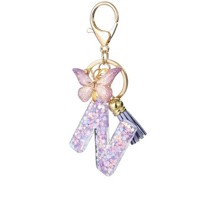 🔥Butterfly Letter Keychain Tassel Design Vibrant Durable Lightweight Gift(2 pcs)