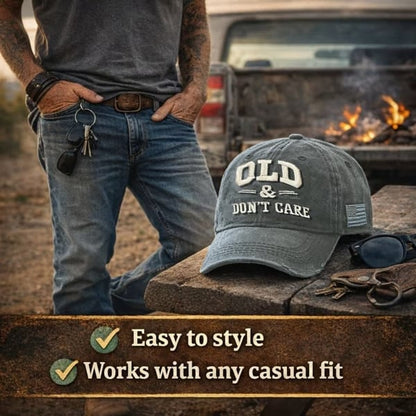🔥Vintage Distressed"OLD & DON'T CARE"Cap