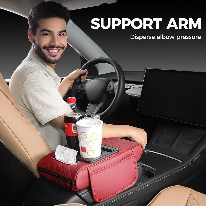 🎉Multifunctional PU Leather Car Armrest Box Mat