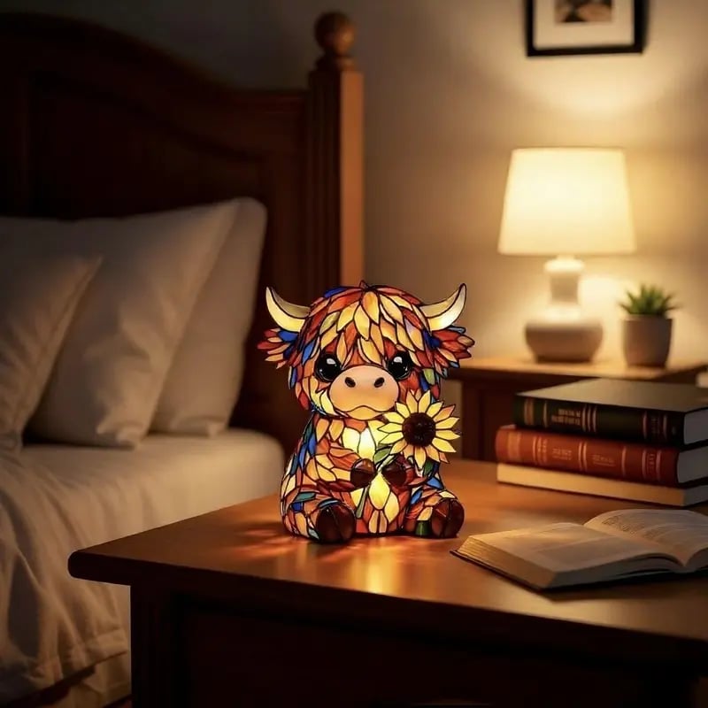 ✨ Creative Highland Cow LED Night Light, Cute Decorative Lamp for Kids' Room & Living Area, Table Bedside Lamp, USB Powered Lamp