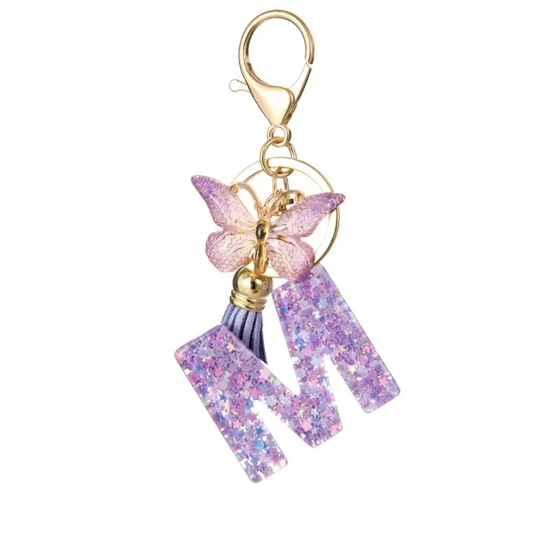 🔥Butterfly Letter Keychain Tassel Design Vibrant Durable Lightweight Gift(2 pcs)