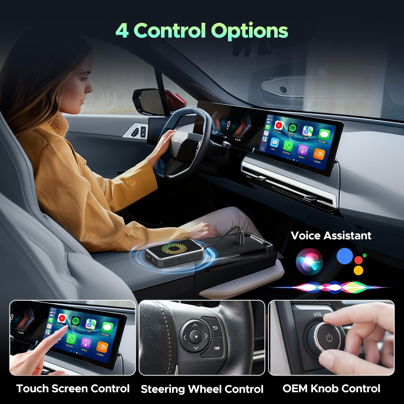 📱 Smart Car Upgrade! 3in1 Android Box + CarPlay Adapter (HDMI Compatible)