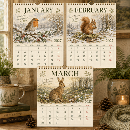2027 British Woodland Calendar｜A4 Hanging Calendar
