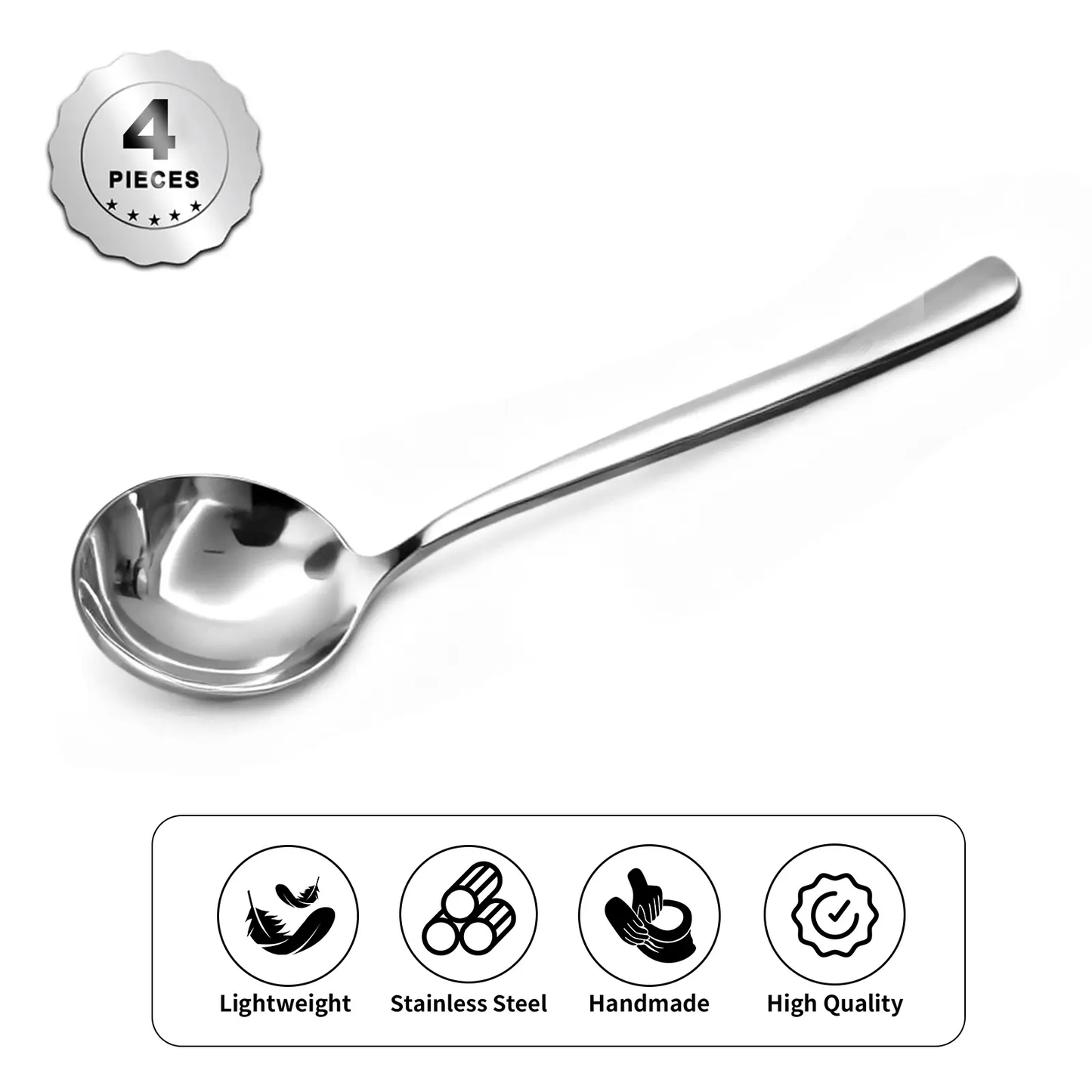 🍲 4/6 PCs Stainless Steel Soup Spoon Set