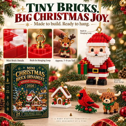 ⏳ Last Day 49% OFF – 🎄24-Day Mini Christmas Brick Ornament Advent Calendar | 24 Unique Buildable Holiday Designs with Hanging Loops for Trees, Garlands & Festive Displays 🧱