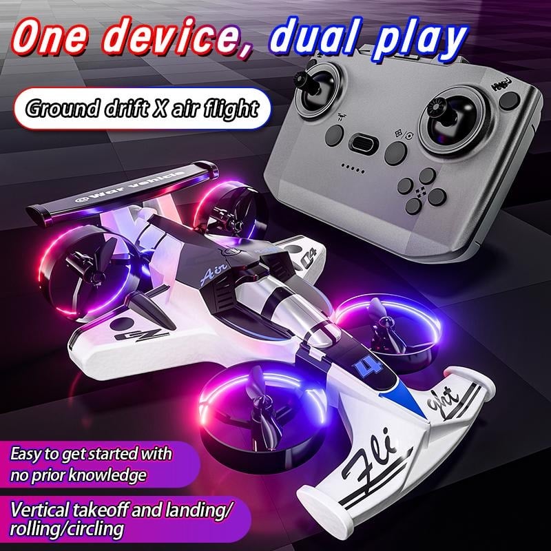 RC Car & Plane 2-in-1 – Remote Control Land & Air Vehicle with 360° Drift Tires, One-Touch Takeoff & 3 Speeds
