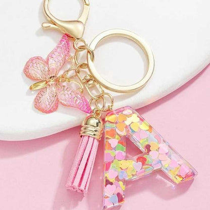 🔥Butterfly Letter Keychain Tassel Design Vibrant Durable Lightweight Gift(2 pcs)