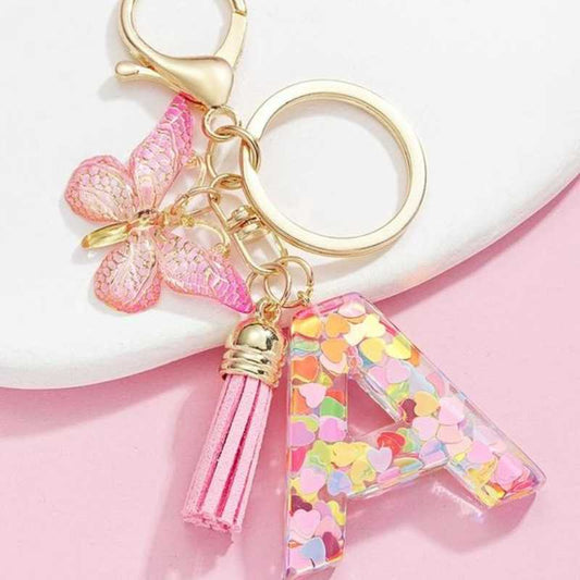 🔥Butterfly Letter Keychain Tassel Design Vibrant Durable Lightweight Gift(2 pcs)