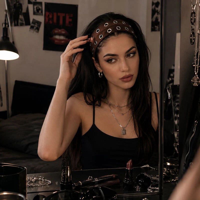 🖤 Punk Rivet Fashion Headband ⚡