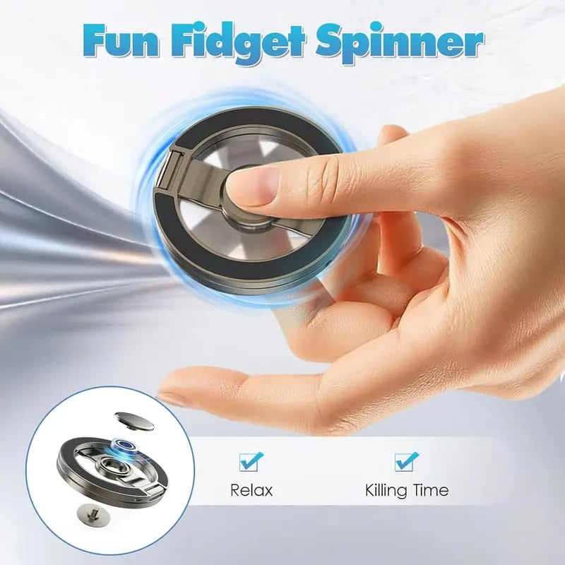 MAGNETIC RING - 2-in-1 Phone Stand & Fidget Spinner Combo, Dual Magnetic Ring Stand, Foldable, 360° Rotation