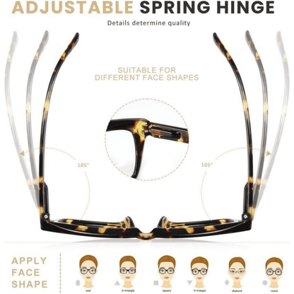 ✨👓Tortoiseshell Reading Glasses – Blue Light Blocking Oversized Square Readers