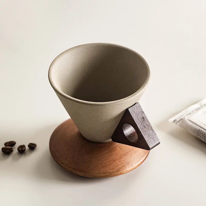 Wabisabi Conical 8.45 oz/245 ml Coffee Cup, Beverage Drinkware with Handle Porcelain Mug for Coffee & Tea