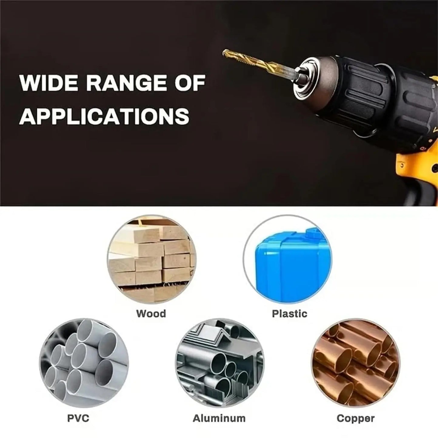 3-in-1 Hex Shank Drill Tap Bit Set – 6-Piece Cobalt HSS (M3–M10)