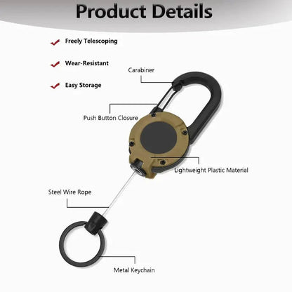 ⚡ Heavy‐Duty Retractable Keychain – Strong Retractable Key Holder with Steel Cable, Belt Clip, and 360° Swivel