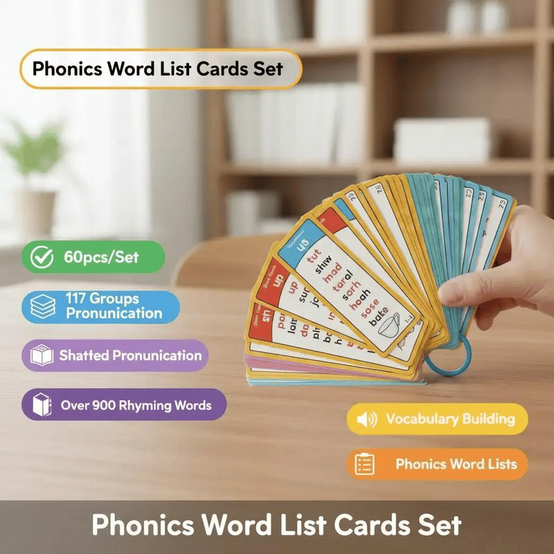 Phonics Word Cards 117 Sound Groups 900+ Rhyming Words Preschool English Discovery Joy