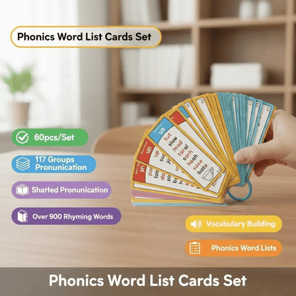 Phonics Word Cards 117 Sound Groups 900+ Rhyming Words Preschool English Discovery Joy