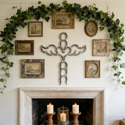 🔥Limited Edition! ✝️Handcrafted Angel Cross with Horseshoe And Heart for Garden Decoration