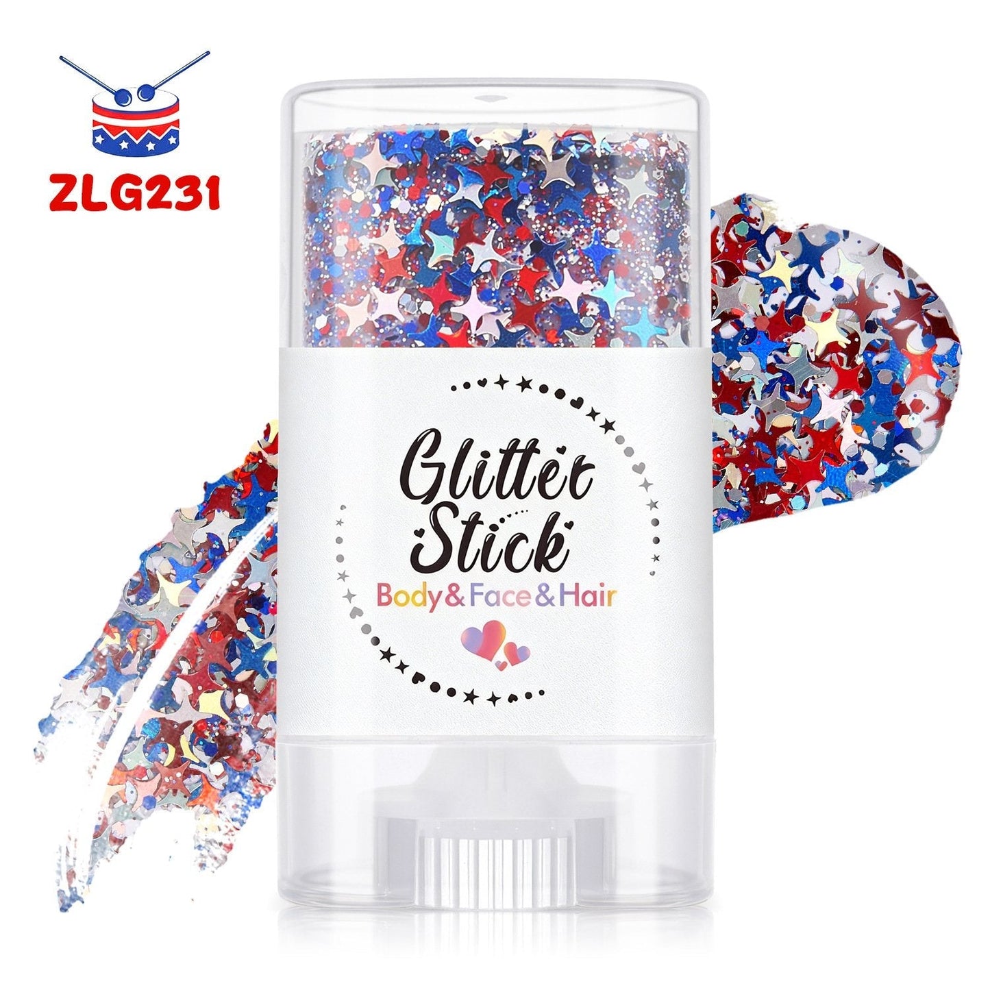 🔥🦅4th of July Glitter Stick✨🔔Red, White & Blue Body & Hair Sparkle