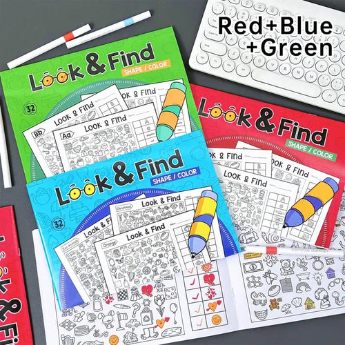 ✍️🧠Interactive Look & Find Coloring Book - ✨Ages 3+, 1000+ Pictures, Preschool Learning & Family Fun