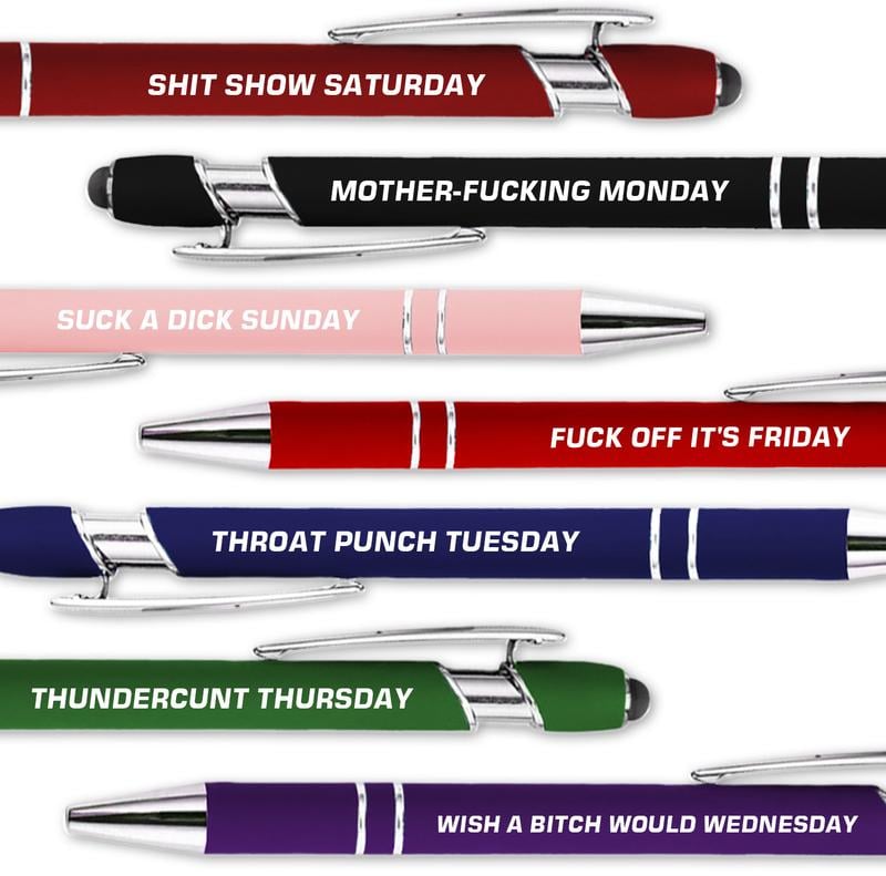 💝Funny Stress-Relief Daily Quotes Metal Ballpoint Pen Set (7 Pcs) | 🎁Office Christmas Gift Exchange