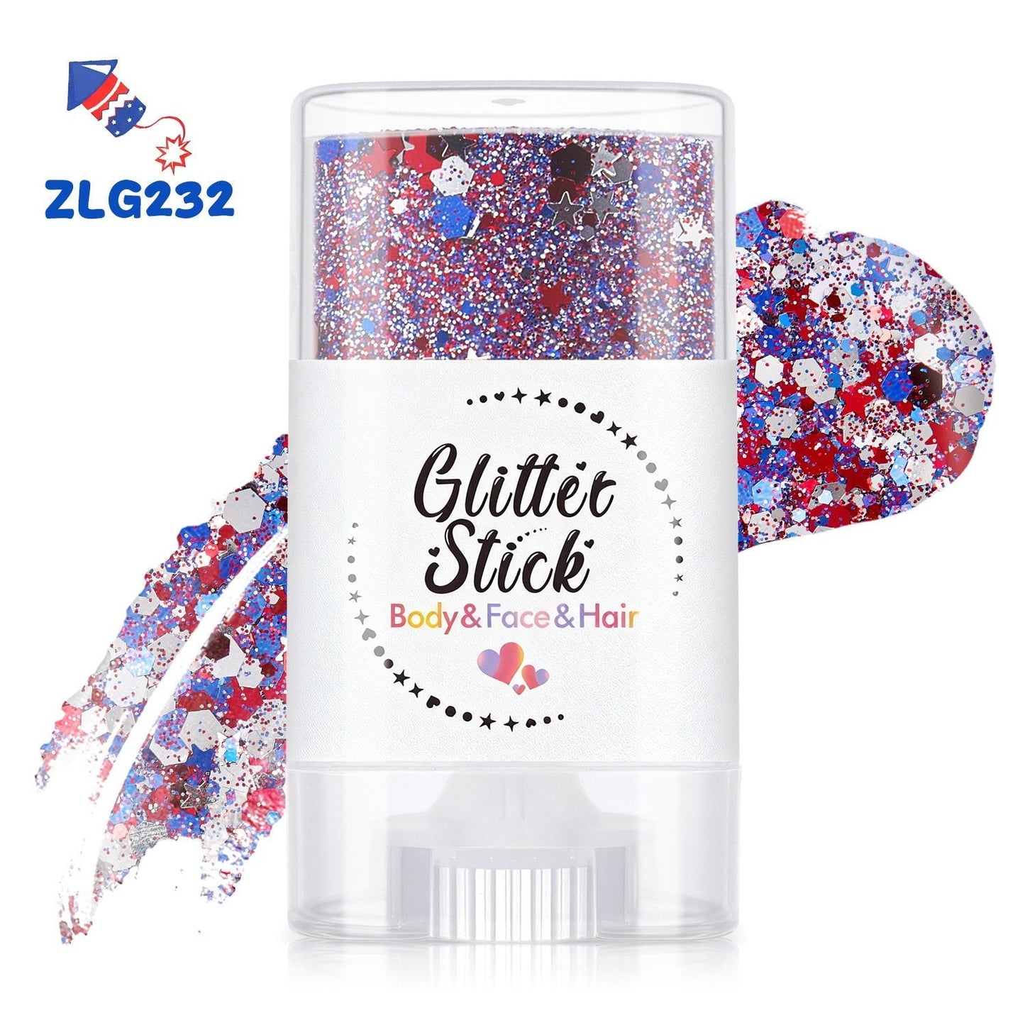 🔥🦅4th of July Glitter Stick✨🔔Red, White & Blue Body & Hair Sparkle