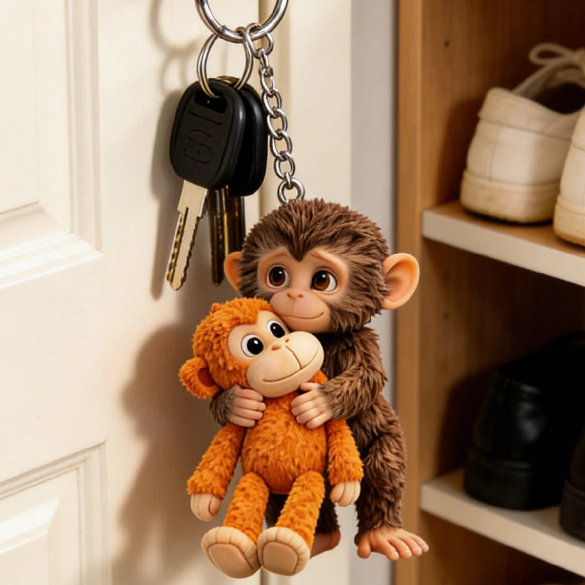 🐵 3D Viral Punch Monkey Keychain 💕- Emotional Gift for Animal Lovers, Family, Friends, Loved Ones🎁