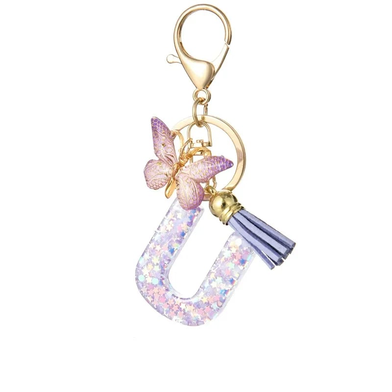 🔥Butterfly Letter Keychain Tassel Design Vibrant Durable Lightweight Gift(2 pcs)