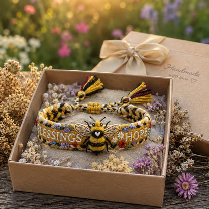 💙Handmade Bird/Bees Embroidered Bracelet Collection