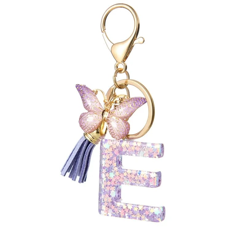 🔥Butterfly Letter Keychain Tassel Design Vibrant Durable Lightweight Gift(2 pcs)