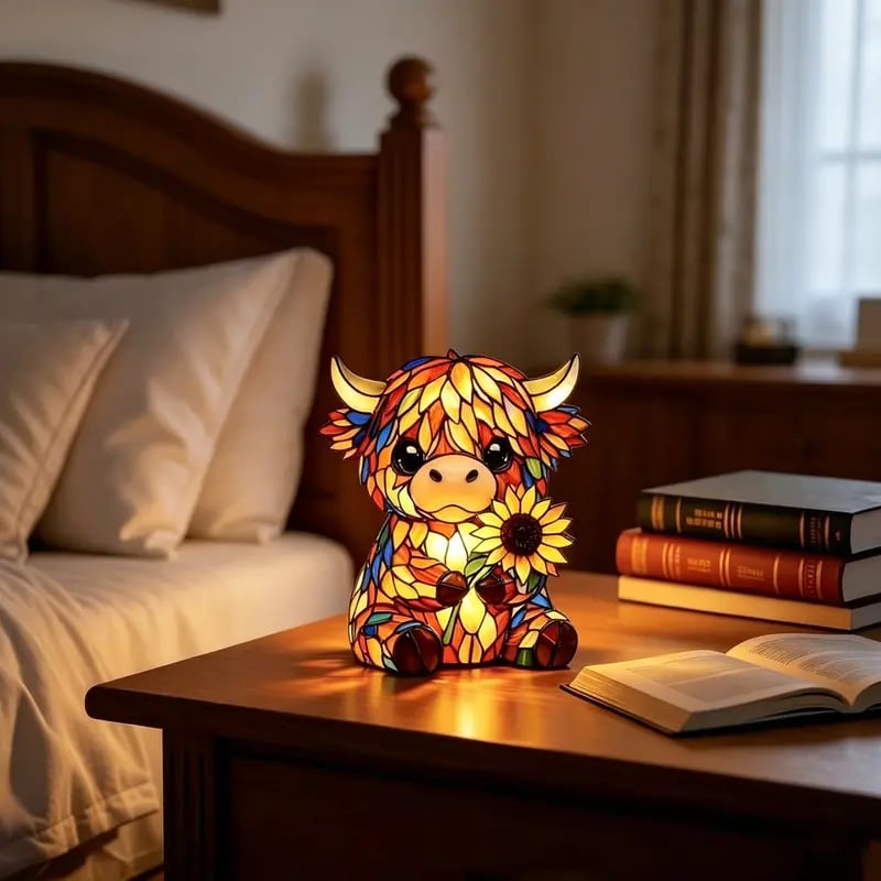✨ Creative Highland Cow LED Night Light, Cute Decorative Lamp for Kids' Room & Living Area, Table Bedside Lamp, USB Powered Lamp