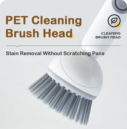 🥣Kitchen Essentials🍽️6-in-1 Dish Brush with Detergent Dispenser 360° Rotating Scrubber
