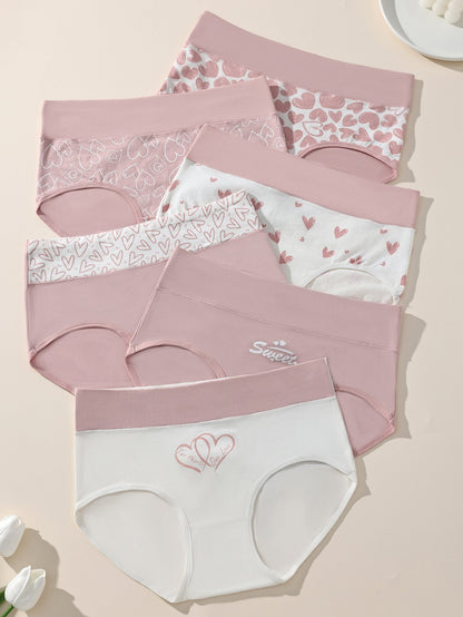 🔥❤️Women's Cotton Panties - 6 Pack Cute Love Print Briefs with Stretchy Waistband & Double Layer Crotch Soft Breathable Underwear for Everyday Wear🩲