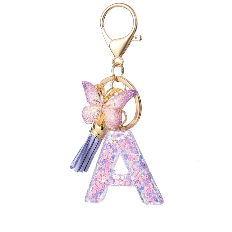 🔥Butterfly Letter Keychain Tassel Design Vibrant Durable Lightweight Gift(2 pcs)