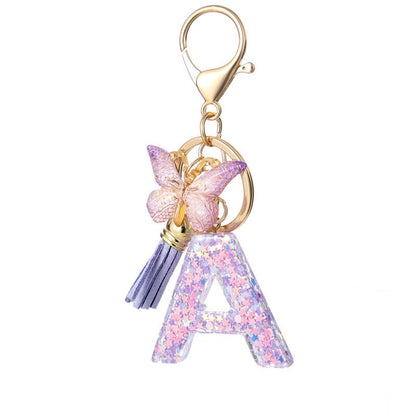 🔥Butterfly Letter Keychain Tassel Design Vibrant Durable Lightweight Gift(2 pcs)