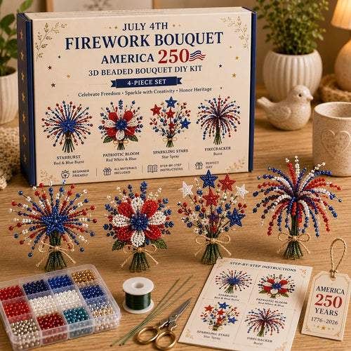 America 250 Beaded Bouquet DIY Kit – Patriotic Craft Collection