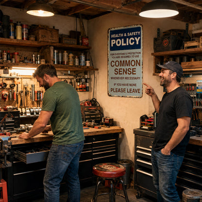 Sarcastic "Common Sense Policy" Vintage Metal Sign