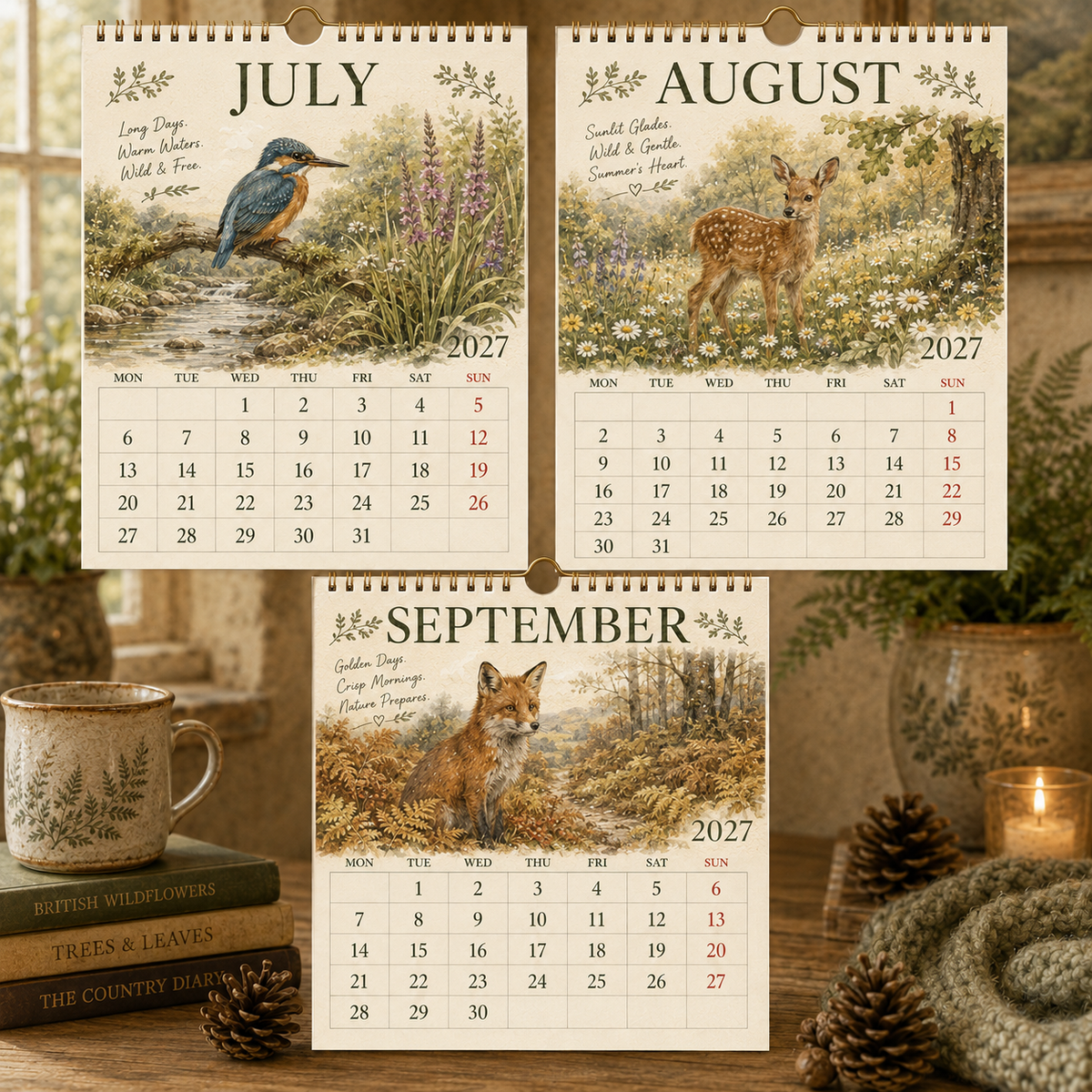 2027 British Woodland Calendar｜A4 Hanging Calendar