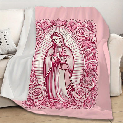 ✝️Comfortable Pink Virgin Mary Blanket - 🌸it's the perfect gift for a daughter, mother, or grandma🎁