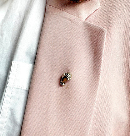 Holding Flowers Hand Lapel Pin