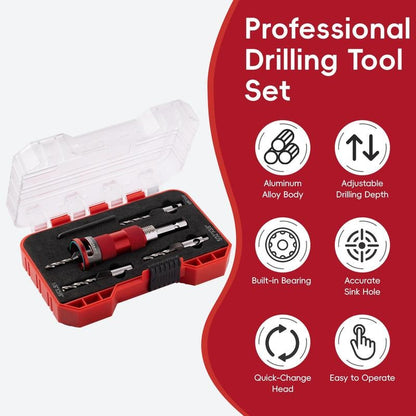 🔥Countersink Drill Bit Set with Depth Stop 4PCS, HCS Four Blades🛠️